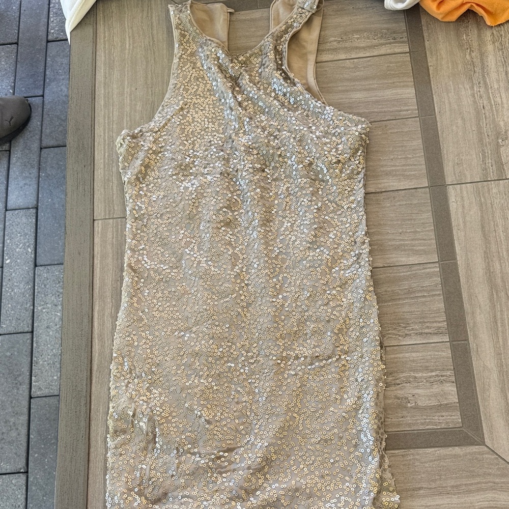 Hollister Gold Sequin Midi Dress